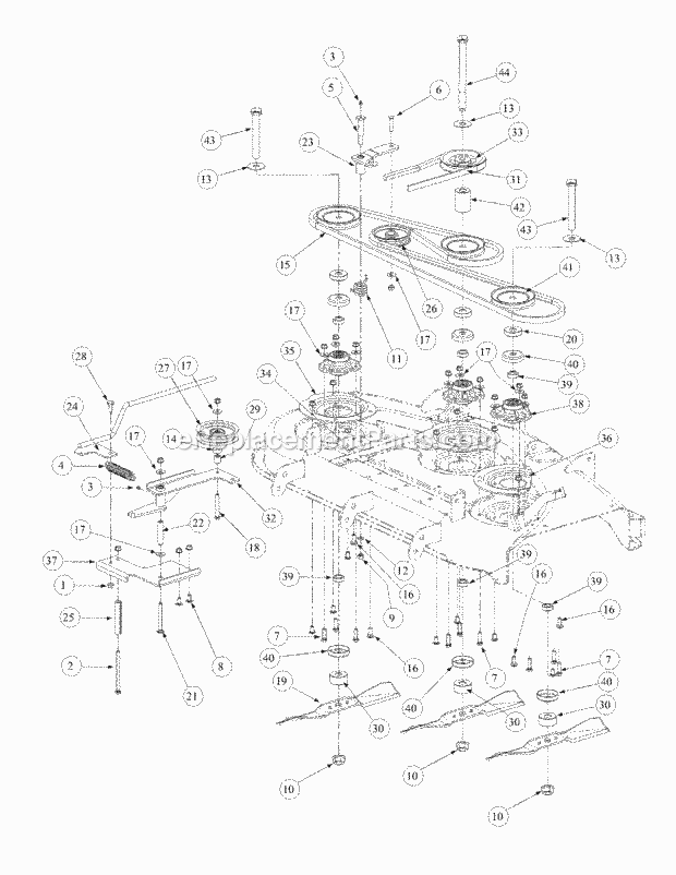 Cub Cadet M48-KWS (53AB5D4M150) Tank 17 Hp Kawasaki Stamped Deck Spindle Assembly Diagram