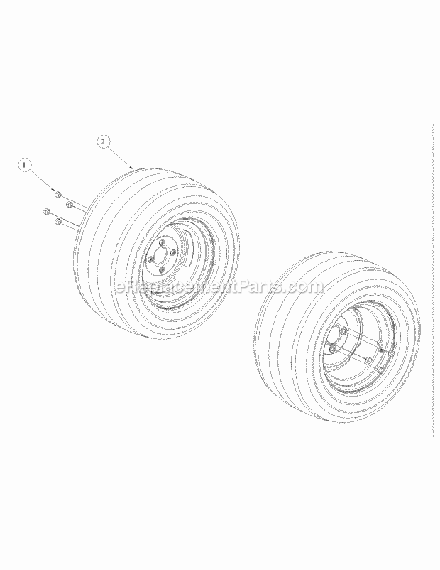 Cub Cadet M48-KWS (53AB5D4M150) Tank 17 Hp Kawasaki Wheel Assembly Diagram