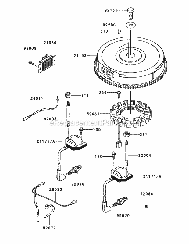 Cub Cadet M54-KW (53AI8CTW750) Tank 23HP Kawasaki V-Twin Ohv Fh680v-As29 Electric Equipment Diagram