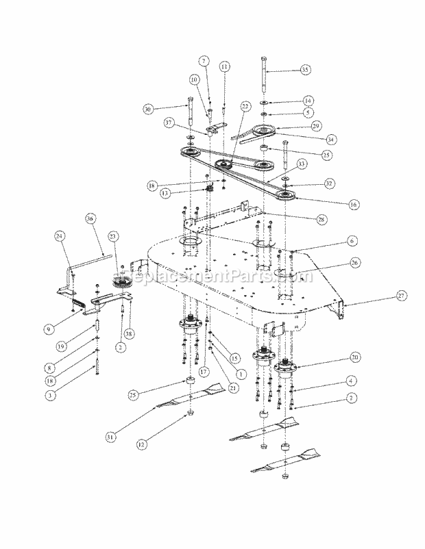 Cub Cadet M60-KHEFI (53AB5HEX750) Tank 28 Hp Efi Kohler Fabricated Deck Spindle Assembly Diagram