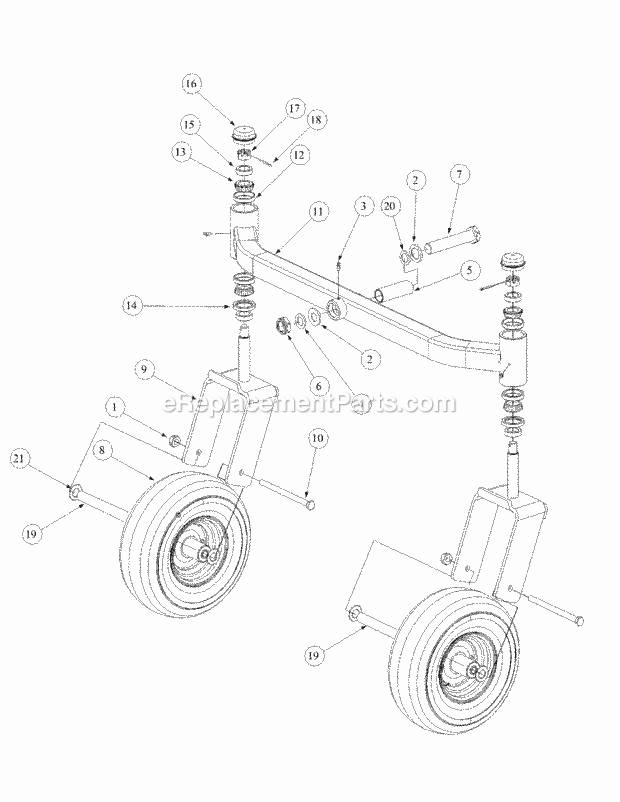 Cub Cadet M60-KH (53AB5BAX150) Tank 25 Hp Kohler Front Caster Assembly Diagram