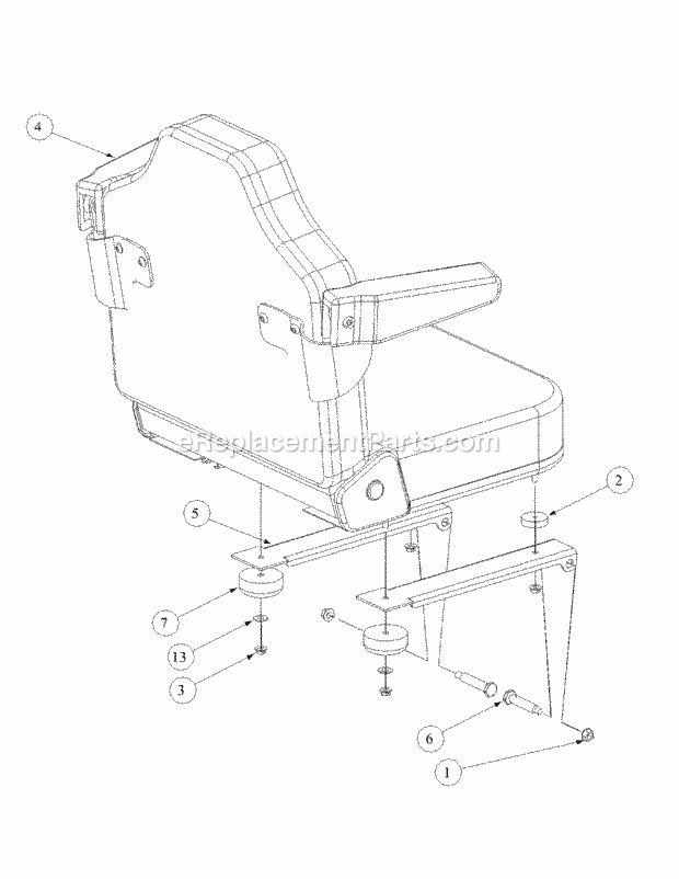 Cub Cadet M60-KH (53AB5BAX150) Tank 25 Hp Kohler Seat Assembly Diagram