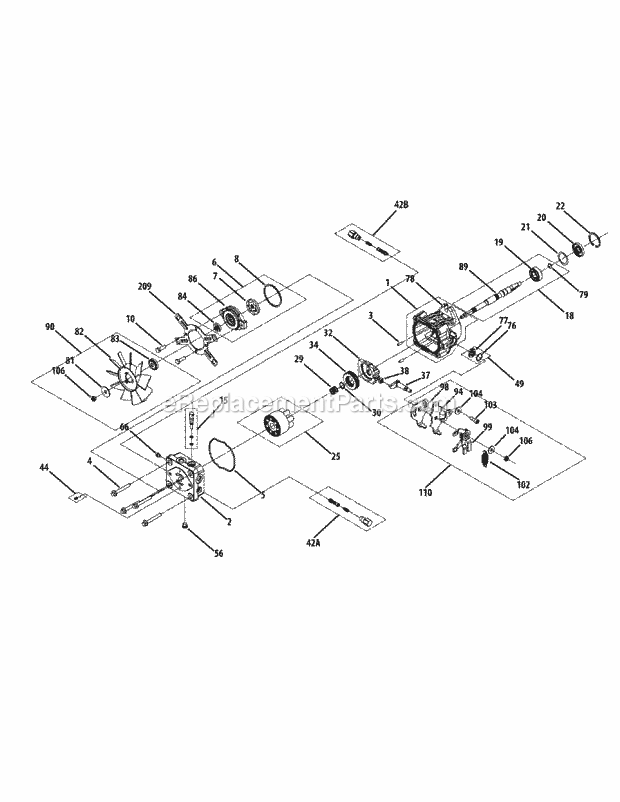 Cub Cadet M60-KH (53CH8CT6050) (2011) Tank M 27HP Kohler Hydraulic Pump Right Hand Diagram