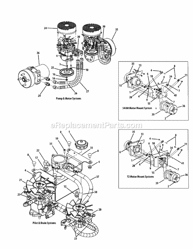 Cub Cadet M60-KH (53CH8CT6050) (2011) Tank M 27HP Kohler Hydro Hose & Pump Assembly Diagram