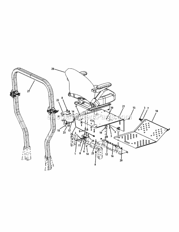 Cub Cadet M60-KH (53CH8CT6050) (2011) Tank M 27HP Kohler Seat & Floor Panel Assembly Diagram