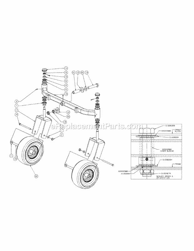 Cub Cadet M60-KW (53AI8CT6050) (2009 & Before) Tank 31HP Kawasaki V-Twin Ohv Front Caster Assembly Diagram