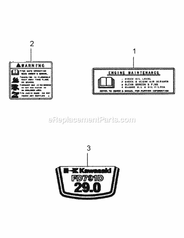 Cub Cadet M60-KW (53CB5GFX750) Lc Tank 29HP Kawasaki Dfi V-Twin Ohv L.C Fd791d-As05 Label Diagram