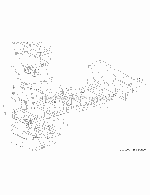 Cub Cadet M60-KW (53CB5GFX750) Lc Tank 29HP Kawasaki Dfi V-Twin Ohv L.C Frame Assembly 60-Inch Diagram