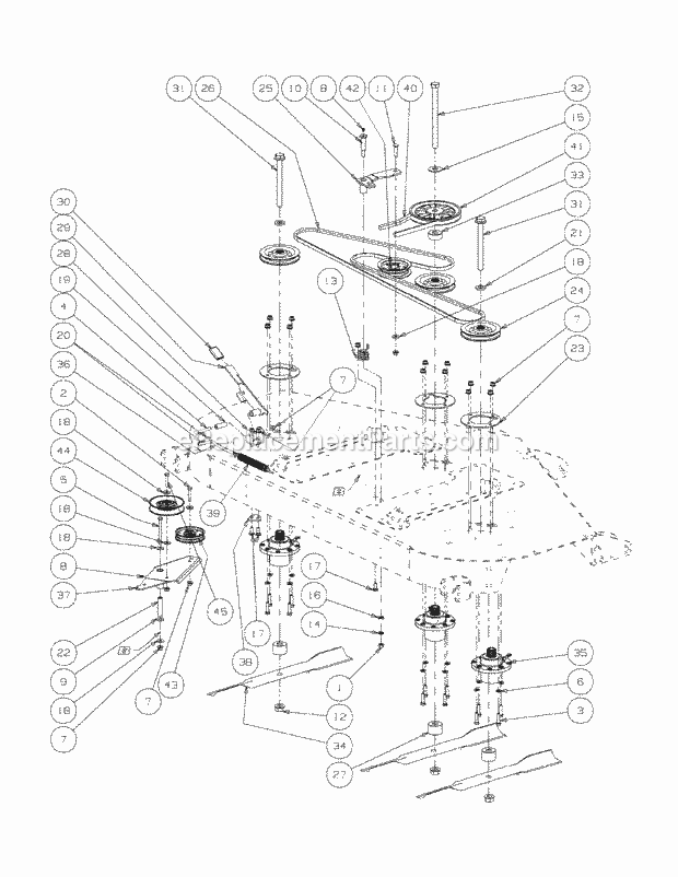 Cub Cadet M72-KW (53AI8CT8050) (2009 & Before) Tank 37HP Kawasaki V-Twin Ohv Fabricated Deck Spindle Assembly (2008 & Before) Diagram