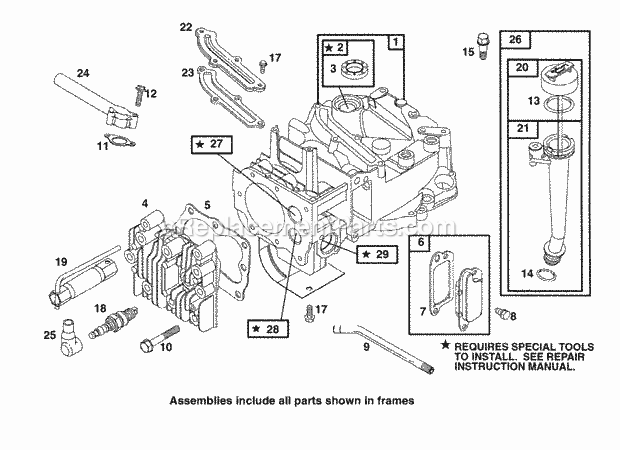 Cub Cadet PR520 (11B106F100) (1998) Engine Cylinder Block Diagram