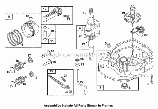 Cub Cadet PR521 (11A-438C101) (1999) Engine Base & Engine Internal Diagram