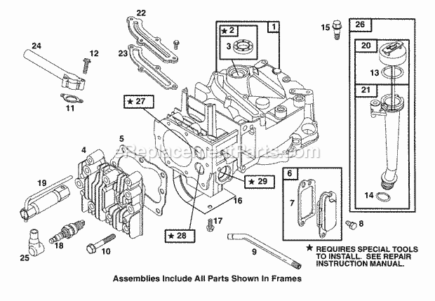 Cub Cadet PR521 (11A-438C101) (1999) Engine Cylinder Block Diagram
