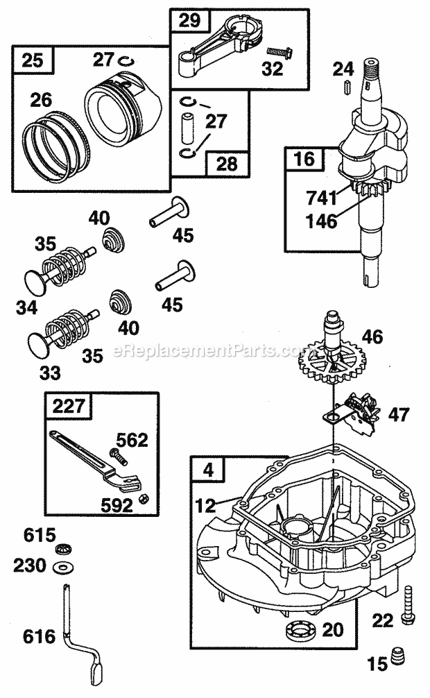 Cub Cadet PR521 (11A436F100) (1997) Engine Base & Internal Parts Diagram