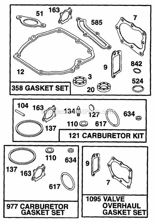 Cub Cadet PR521 (11A436F100) (1997) Engine Gaskets Diagram