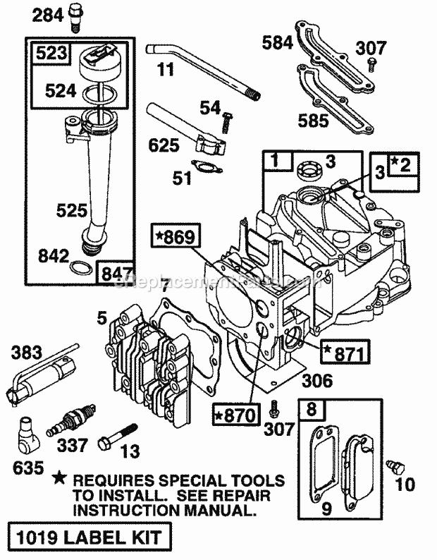 Cub Cadet PS520 (11A-106F100) (1997) Engine Cylinder Assembly & Spark Plug Diagram