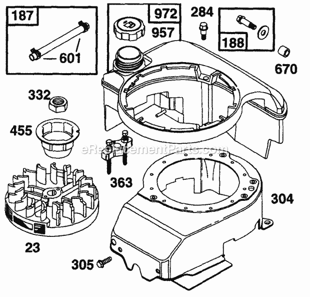 Cub Cadet PS520 (11A-106F100) (1997) Engine Flywheel & Fuel Tank Diagram