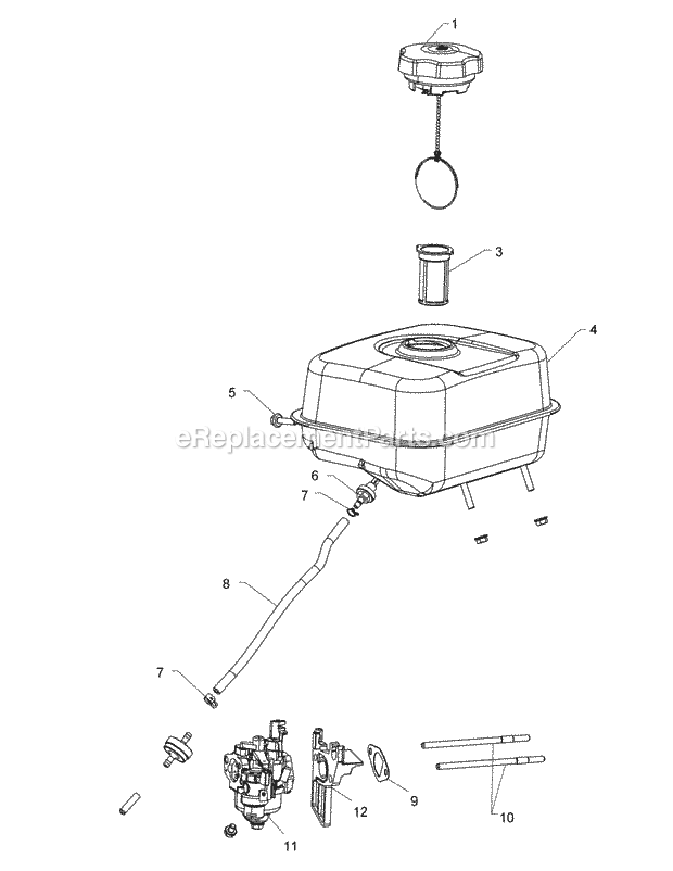 Cub Cadet RT65 (21AB456A709) (2014) 21AB456A Tiller Kohler Sh265-3119 Fuel System Diagram