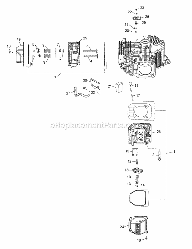 Cub Cadet RZT-S46 (17WRCBDT010, 17ARCBDT056) (2014) Zero-Turn Riding Lawn Mower Kohler Kt730-3012 Head & Valve & Breather Diagram