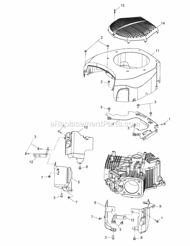 Cub Cadet RZT-S46 (17WRCBDT010, 17ARCBDT056) (2014) Zero-Turn Riding Lawn Mower Kohler Kt730-3012 Blower Housing & Baffles Diagram