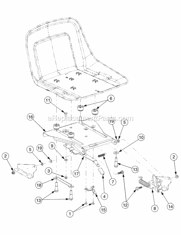 Cub Cadet RZT42 (17AE2ACG710, 17AE2ACG709, 17AE2ACG756) (2007) Kohler 17AE2ACG Seat Adjustment Diagram