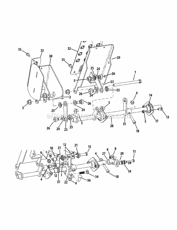 Cub Cadet S6032-D (53AY8DU6050) Tank S 31.2HP Yanmar Diesel Pedal Controls Diagram