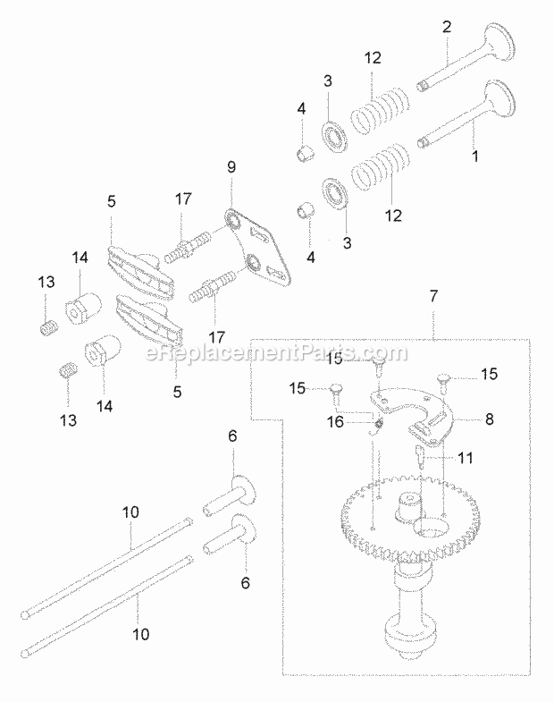 Cub Cadet S621 (12A-387A710) (2004) Self Propelled Walk Behind Mower Valve/Camshaft Diagram