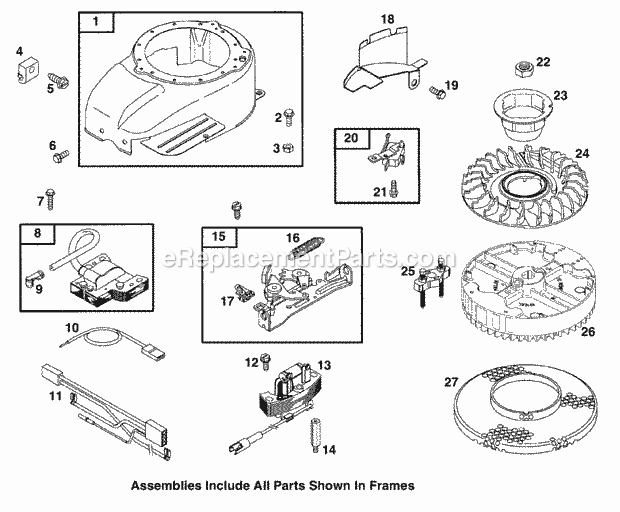 Cub Cadet S621 (12A-595I101) (1999) Engine Flywheel, Electrical & Blower Housing Diagram