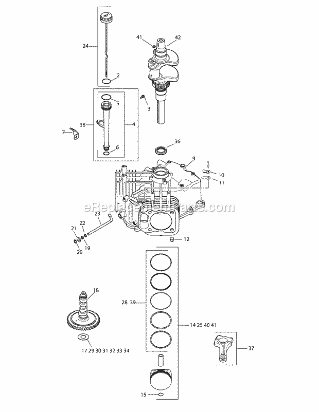 Cub Cadet SLTX1054 (13AK92AK010, 13AK92AK056, 13WK92AK010) (2010) Tractor Kohler Sv730 & Sv735 Crankcase & Crankshaft Diagram