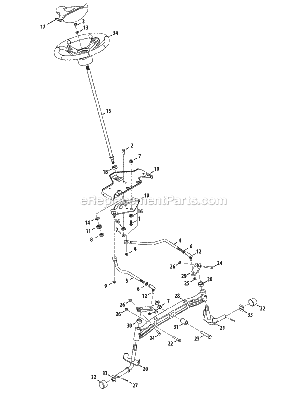 Cub Cadet SLTX1054 (13AK92AK010, 13AK92AK056, 13WK92AK010) (2010) Tractor Steering Diagram
