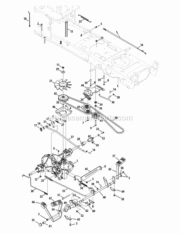 Cub Cadet SLTX1054 (13AK92AK010, 13AK92AK056, 13WK92AK010) (2010) Tractor Drive System Diagram