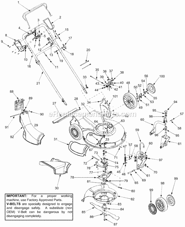 Cub Cadet SRC621 (12A-997A712, 12A-997A710) (2004) Self Propelled Walk Behind Mower General Assembly Diagram