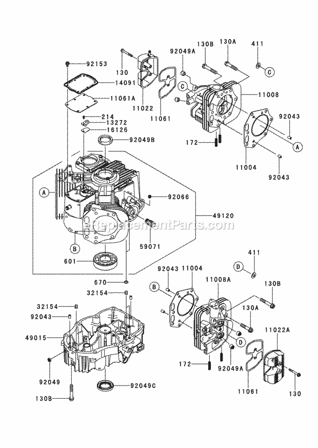 Cub Cadet SZ-60 (53AI2PUD050) (2013) Tank Kawasaki Fx850v-S11 Cylinder & Crankcase Diagram