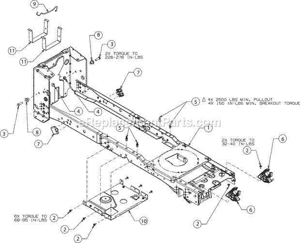 Cub Cadet XT1-LT50 (13AQA1CQ010) (2016) Tractor Frame Diagram