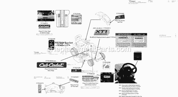 Cub Cadet XT1-LT50 (13WQA1CQ010) (2016) Tractor Label Map Diagram