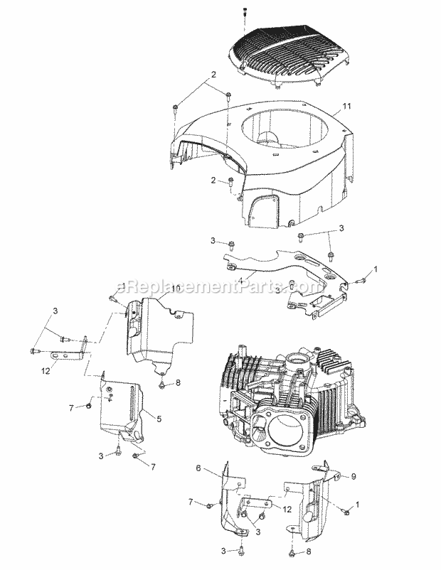 Cub Cadet XT1-LT54 (13WQA1CW010, 13WQA1CW009) (2015) Tractor Kohler Kt735-3012 Blower Housing & Baffles Diagram