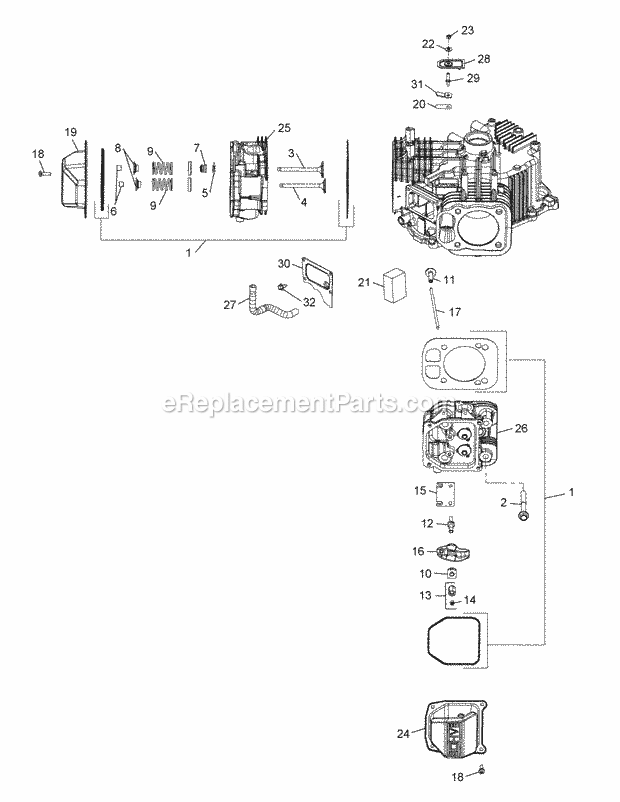 Cub Cadet XT1-LT54 (13WQA1CW010, 13WQA1CW009) (2015) Tractor Kohler Kt735-3012 Head, Valve & Breather Diagram