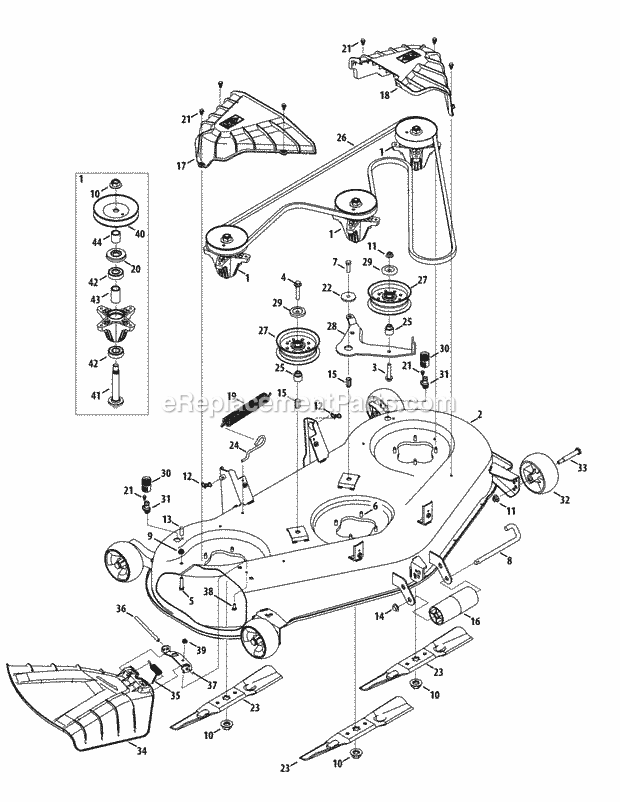 Cub Cadet XT1-LT54 (13WQA1CW010, 13WQA1CW009) (2015) Tractor Mower Deck 54-Inch (Stamped) Diagram