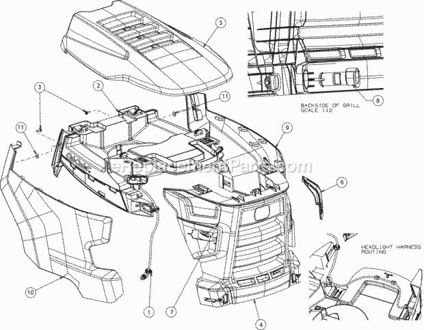 Cub Cadet XT2-GX54 (14B7A3CA010) (2016) Fab Tractor Hood Diagram