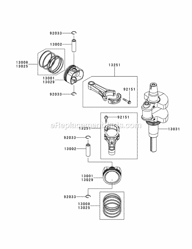 Cub Cadet XT2-LX46 (13AIA4CN010, 13WIA4CN010) (2015) Fab Tractor Kawasaki Fr730v-As21 Piston & Crankshaft Diagram