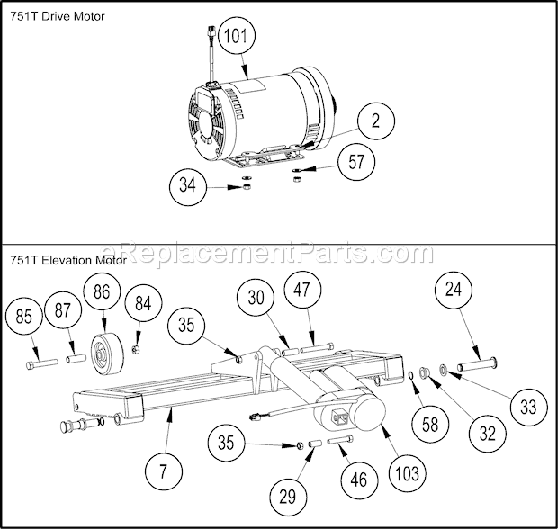 Cybex 750T Treadmill Motors (Serial#: D1217 To Current) Diagram