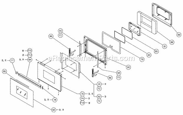 Dacor CPTS130 Wall Oven Door Components Diagram