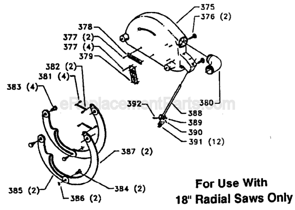 Delta 33-401 TYPE 1  Radial Arm Saw Page E Diagram