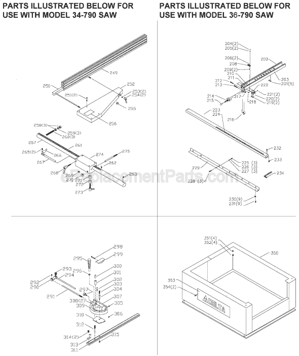 Delta 36-790 Type 1 Table Saw Page C Diagram