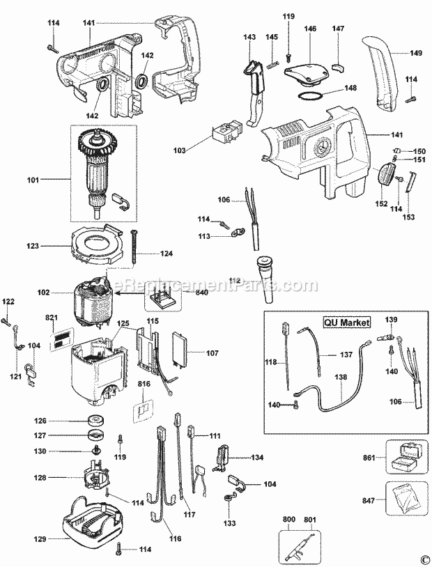DeWALT D25405KAR (Type 1) Hammer Motor Diagram