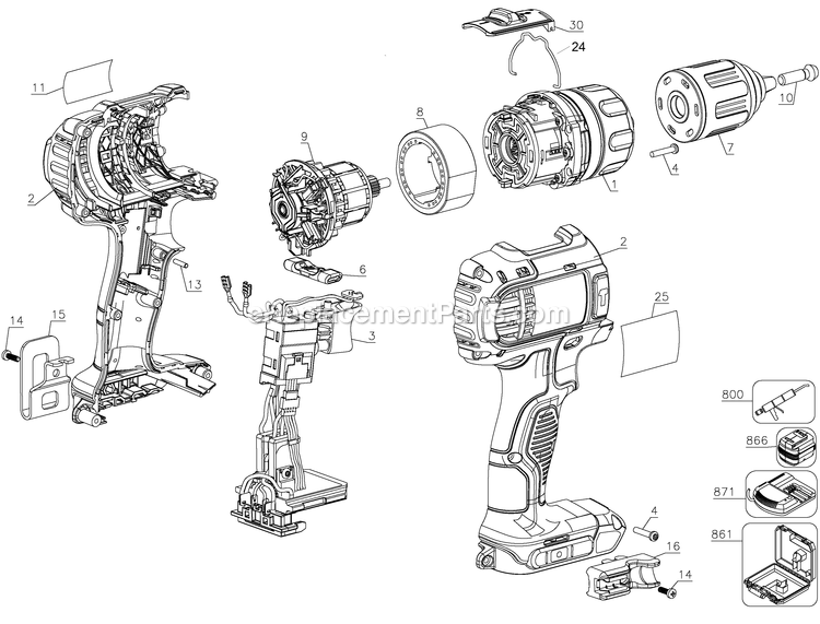 Dewalt DCD785C2-BR (Type 2) Cordless Drill/Driver Power Tool Page A Diagram