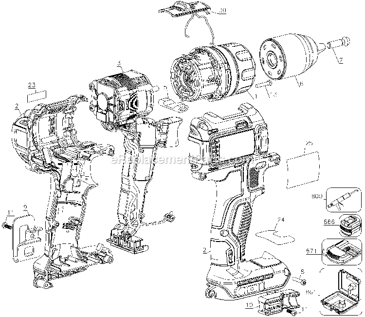 Dewalt DCD795D2 (Type 3) Cordless Drill/Driver Power Tool Page A Diagram