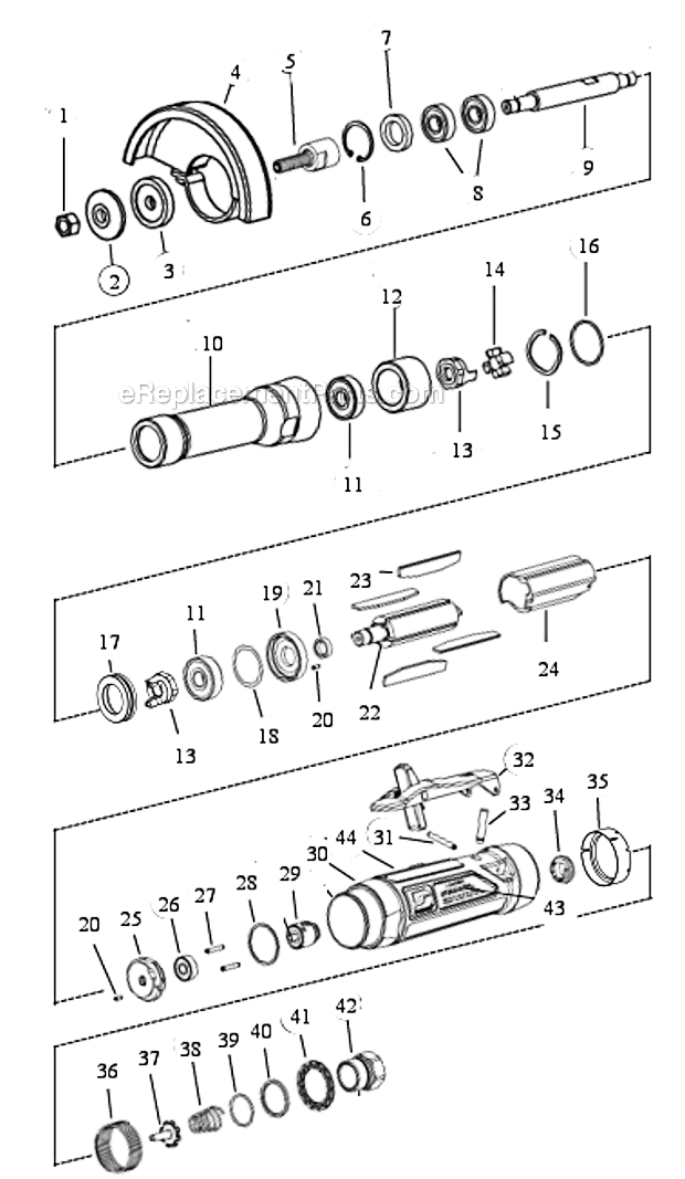 Dynabrade 52378 1 Hp Type 1 Wheel Grinders 6 Inch Extension Governor Controlled Section 1 Diagram