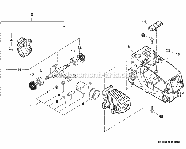 Echo CS-341 (C23111001001-C23111999999) Chainsaw Engine_Short_Block_--_Sb1069_Engine_Cover Diagram