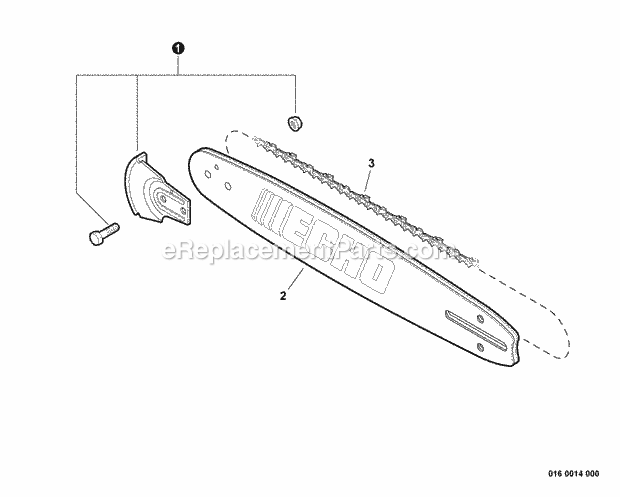 Echo CS-341 (C23111001001-C23111999999) Chainsaw Guide_Bar_Saw_Chain_Kick_Guard Diagram