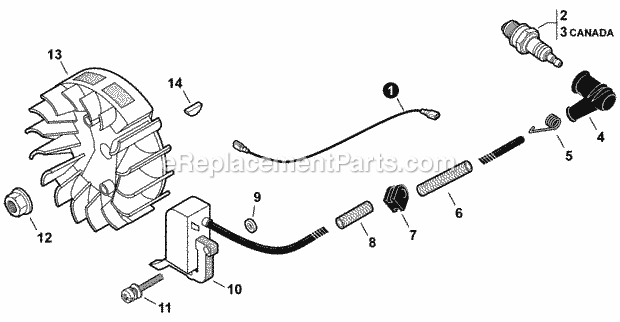 Echo CS-361P (C51814001001-C51814999999) Chainsaw Ignition Diagram